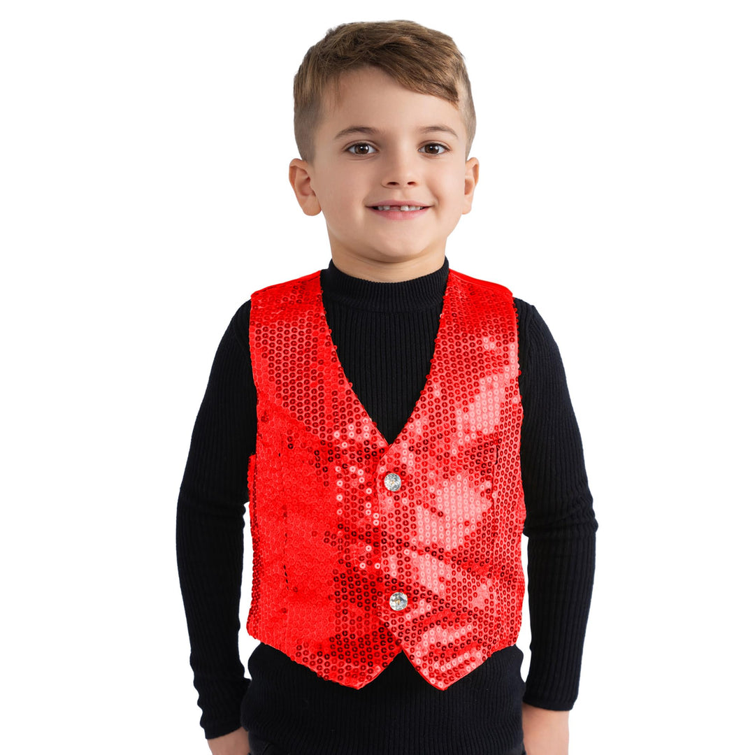 Dress Up America Paillettenweste Für Kinder – Rote, Glänzende Tanzweste Für Jungen – Partykostüm Für