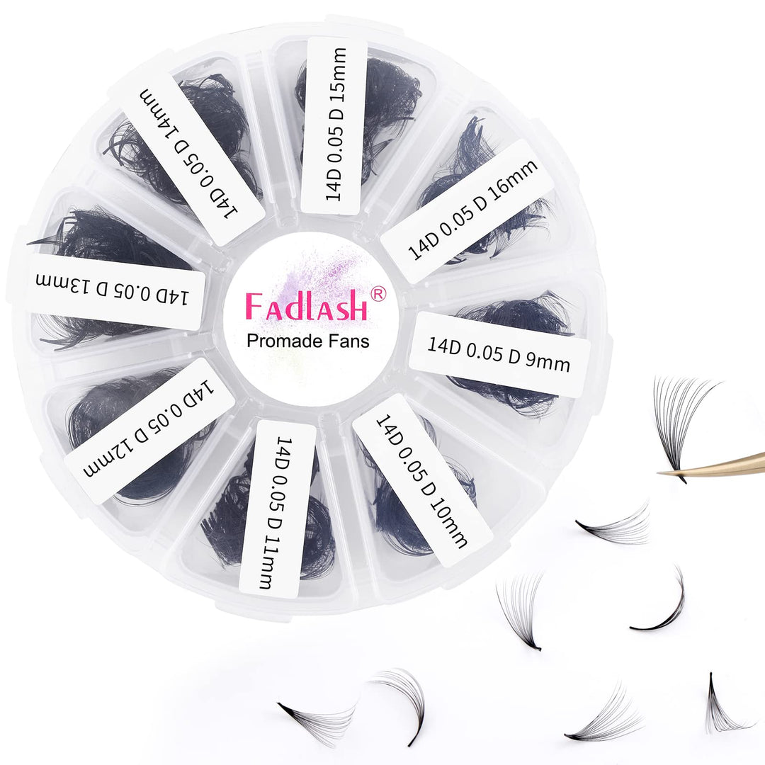 Russische Vorgefertigte 14D 0.05 D Curl 9-16mm Mixed 1000pcs Wimpern Extensions Promade Russische Fä