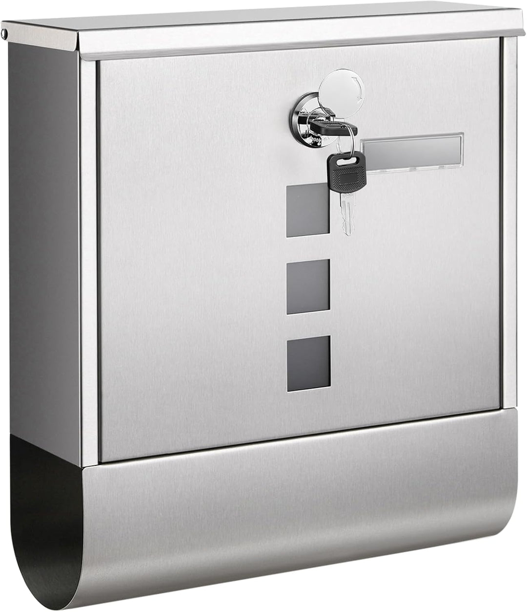 SONGMICS XXL Briefkasten, Edelstahl mit Zeitungsfach, Schloss mit Kupfer-Schliesszylinder und drehba
