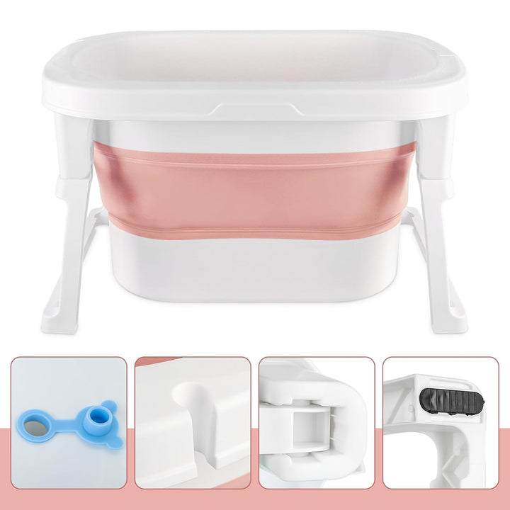 Faltbare Badewanne für Kinder, tragbar, faltbar, Badewanne mit Halterung für Neugeborene, Badewanne