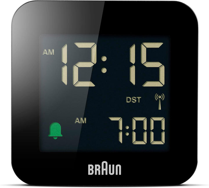 Braun Digitaler Reisewecker Mitteleuropäische Zeitzone (MEZ) mit Schlummerfunktion, kompakte Grösse,