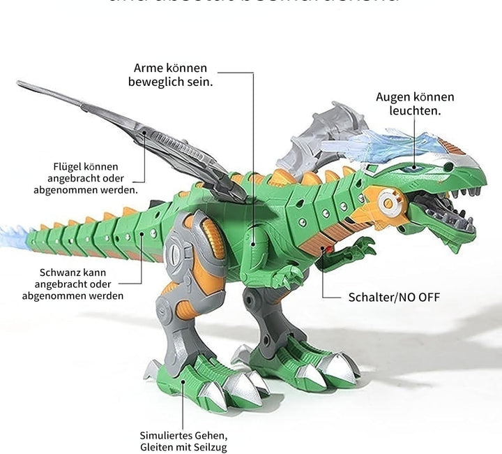 Srliya Nebelsprühroboter, Drachenspielzeug, für Kinder, Wandelnder Dinosaurier, Feuerspeiendes Wasse