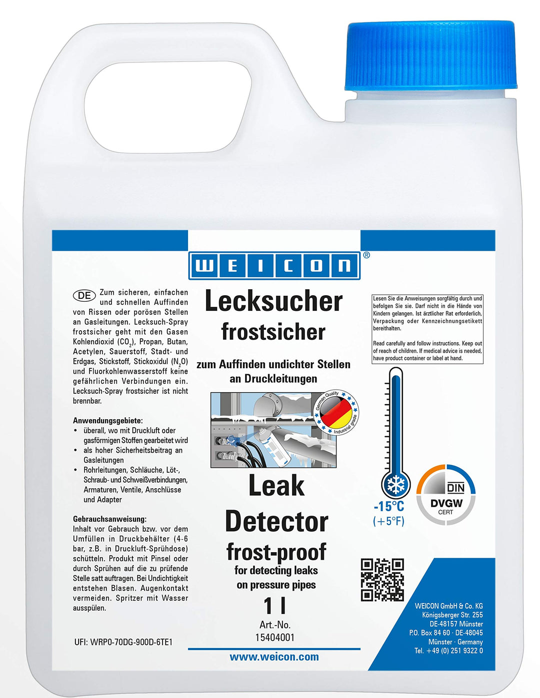 WEICON Lecksucher frostsicher 1 L | schnelles Auffinden von undichten Stellen, Rissen und Lecks, 1 L