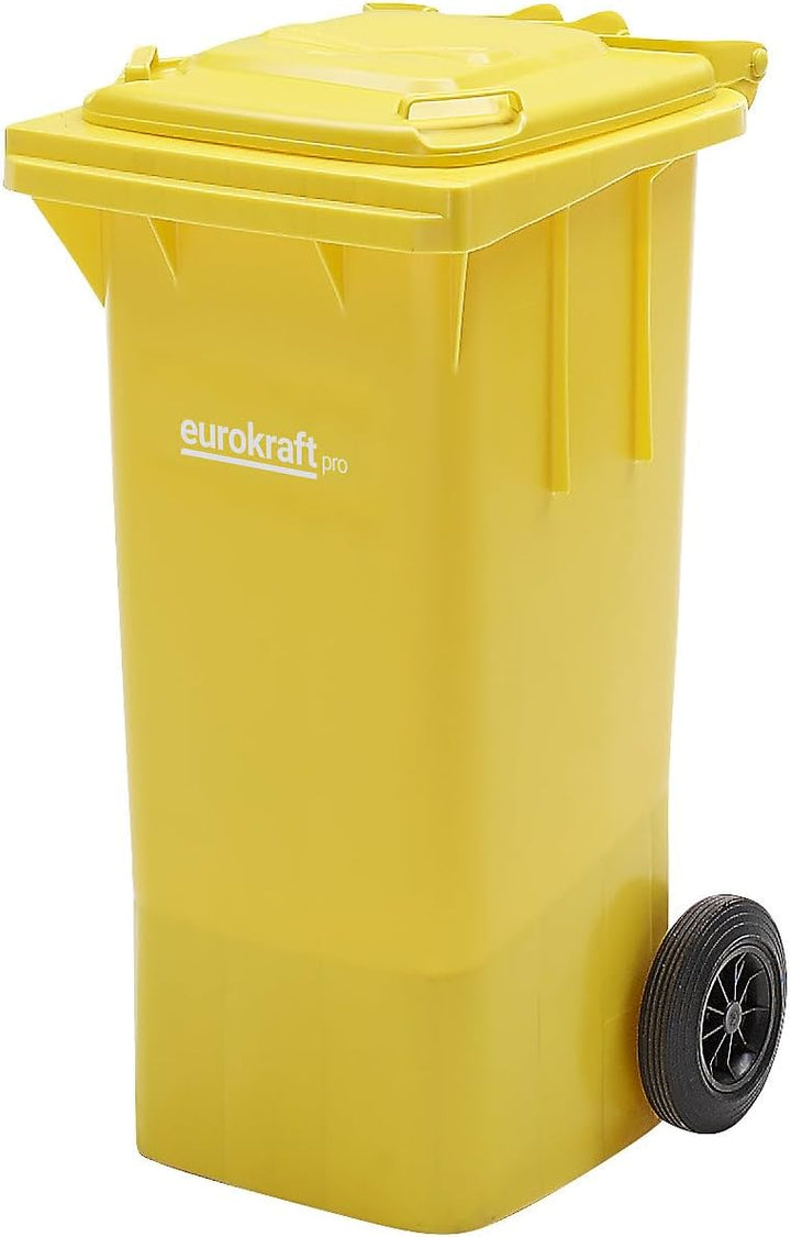 eurokraft | Mülltonne aus Kunststoff DIN EN 840 | Volumen 120 L | BxHxT 505 x 1005 x 555 MM | Gelb