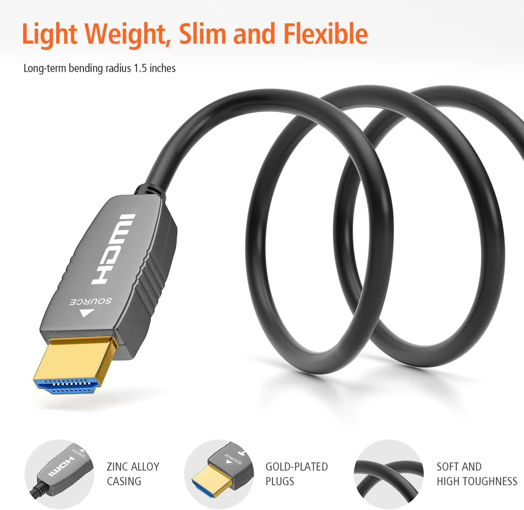 RUIPRO 8K CL2 HDMI Glasfaserkabel 10M, Zertifiziert HDMI 2.1 Ultra High Speed 48 Gbit/s, 8K@60Hz, 4K