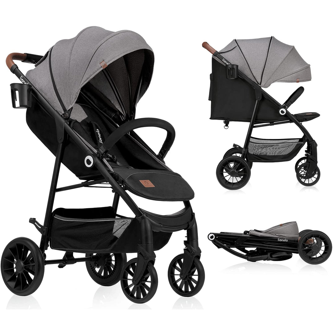 LIONELO Zoey Kinderwagen Buggy bis zu 15 kg, XXL-Verdeck mit Sonnenschutz, Liegeposition, Fussstütze