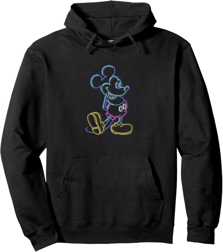 Disney Mickey Mouse Neon Sign Outline Pullover Hoodie
