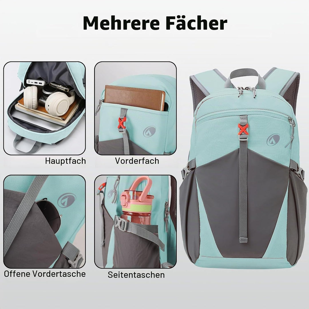 12L Wanderrucksack Klein Leichter, Kleiner Rucksack Lässig Herren Damen, Mini Daypacks für Wandern R
