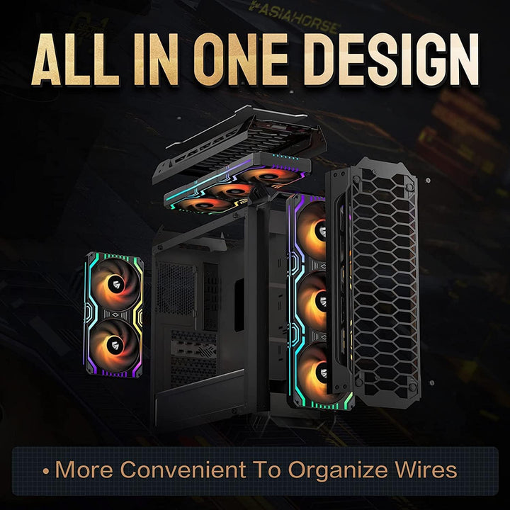 AsiaHorse 3 in 1 PC Gehäuselüfter, 3 * 120mm ARGB Lüfter mit 56 Adressierbare LEDs, CPU mit PWM Cont