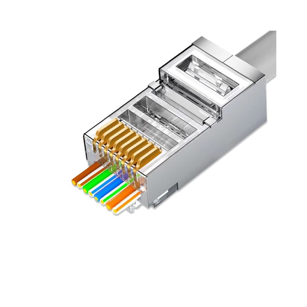 VIVOCH Cat6 RJ45 Pass-Through-Steckverbinder - 50 Stück Metallgeschirmte FTP 8P8C Modulare Netzwerks