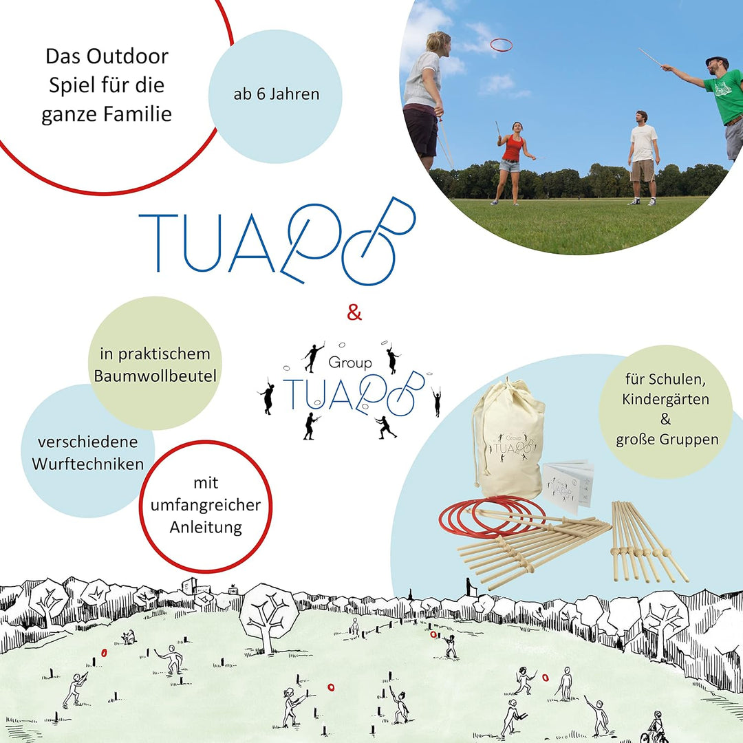 TicToys Tualoop Ringwurfspiel Set für 2 Spieler – Outdoor Spass aus Biowerkstoff | Ideal für Garten,