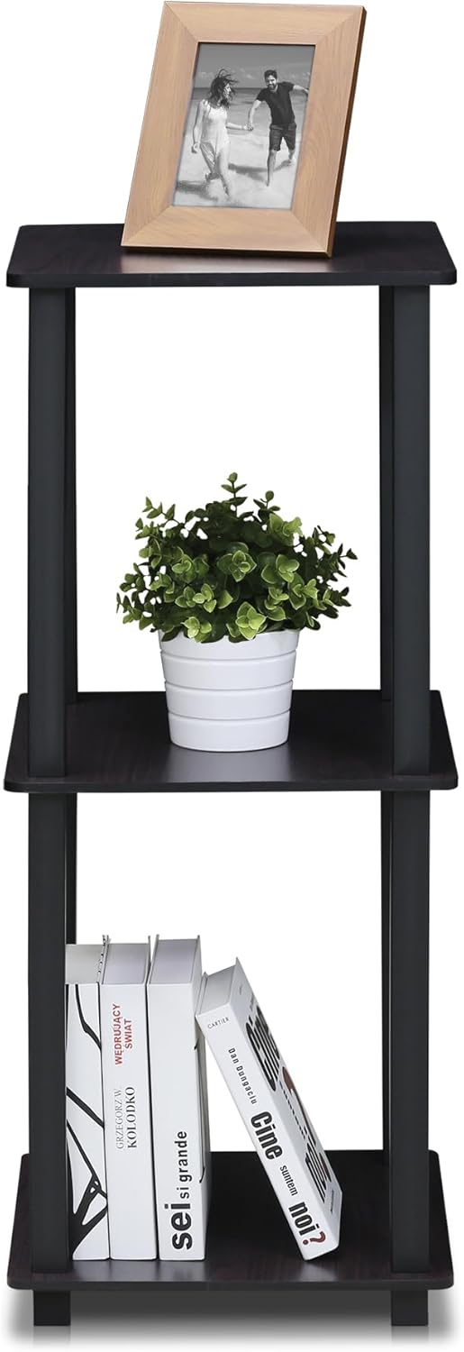 Furinno Simplistic Sofatisch, Couchtisch, Beistelltisch, mit 2 Ebenen, 2-er Set, Dunkle Walnuss, 39.