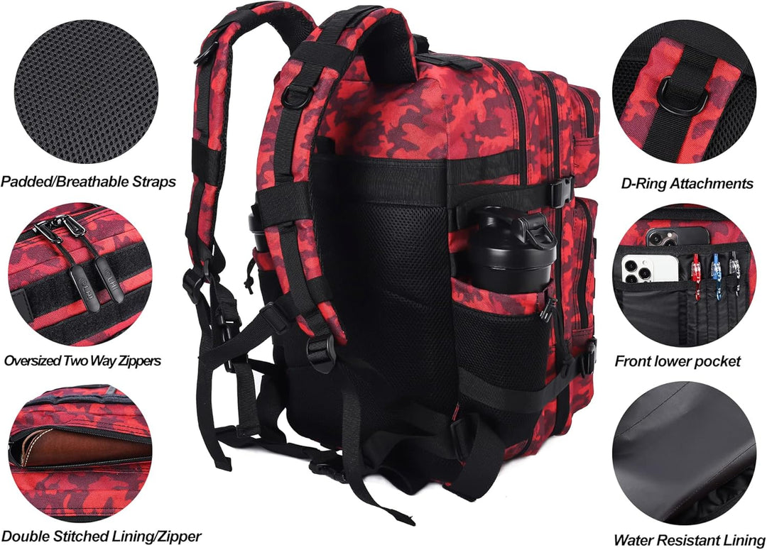 LHI Militärstil Taktischer Rucksack 45L mit MOLLE-System – Wasserdicht für Wandern, Survival, Campin