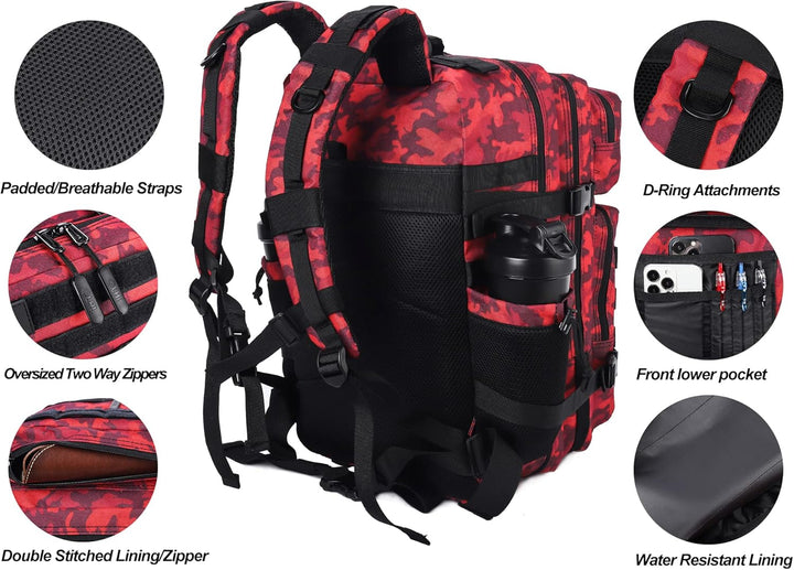 LHI Militärstil Taktischer Rucksack 45L mit MOLLE-System – Wasserdicht für Wandern, Survival, Campin