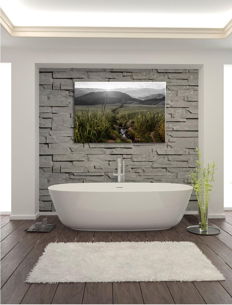 Pixxprint Reisfeld Plantage in Asien als Leinwandbild/Grösse: 100x70 cm/Wandbild/Kunstdruck/fertig b