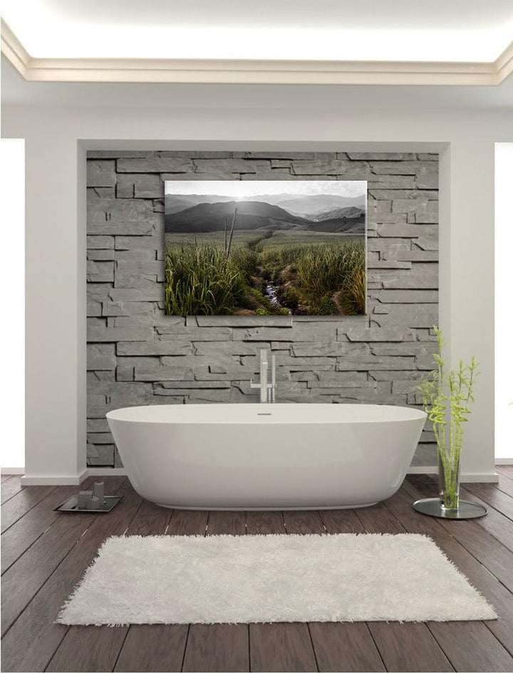 Pixxprint Reisfeld Plantage in Asien als Leinwandbild/Grösse: 100x70 cm/Wandbild/Kunstdruck/fertig b