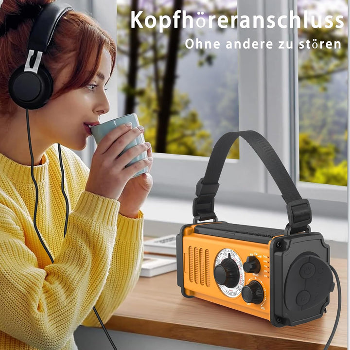 13000mAh Solar Kurbel Notfall Radio, AM FM Radio, 5-Wege Dynamo Radio, Klassik-Radio,USB Handy-Ladeg