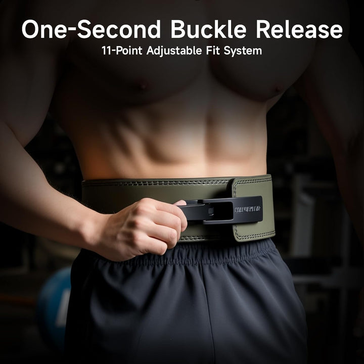 MANUEKLEAR Powerlifting Gewichthebergürtel Herren damen, 10mm dick Leder Lever Lifting Belt, Gym Gür