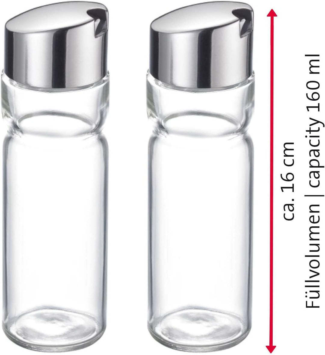 Westmark Menage Essig- und Öl, 3-tlg., Fassungsvermögen: je 160 ml, Rostfreier Edelstahl/Glas, Wien,