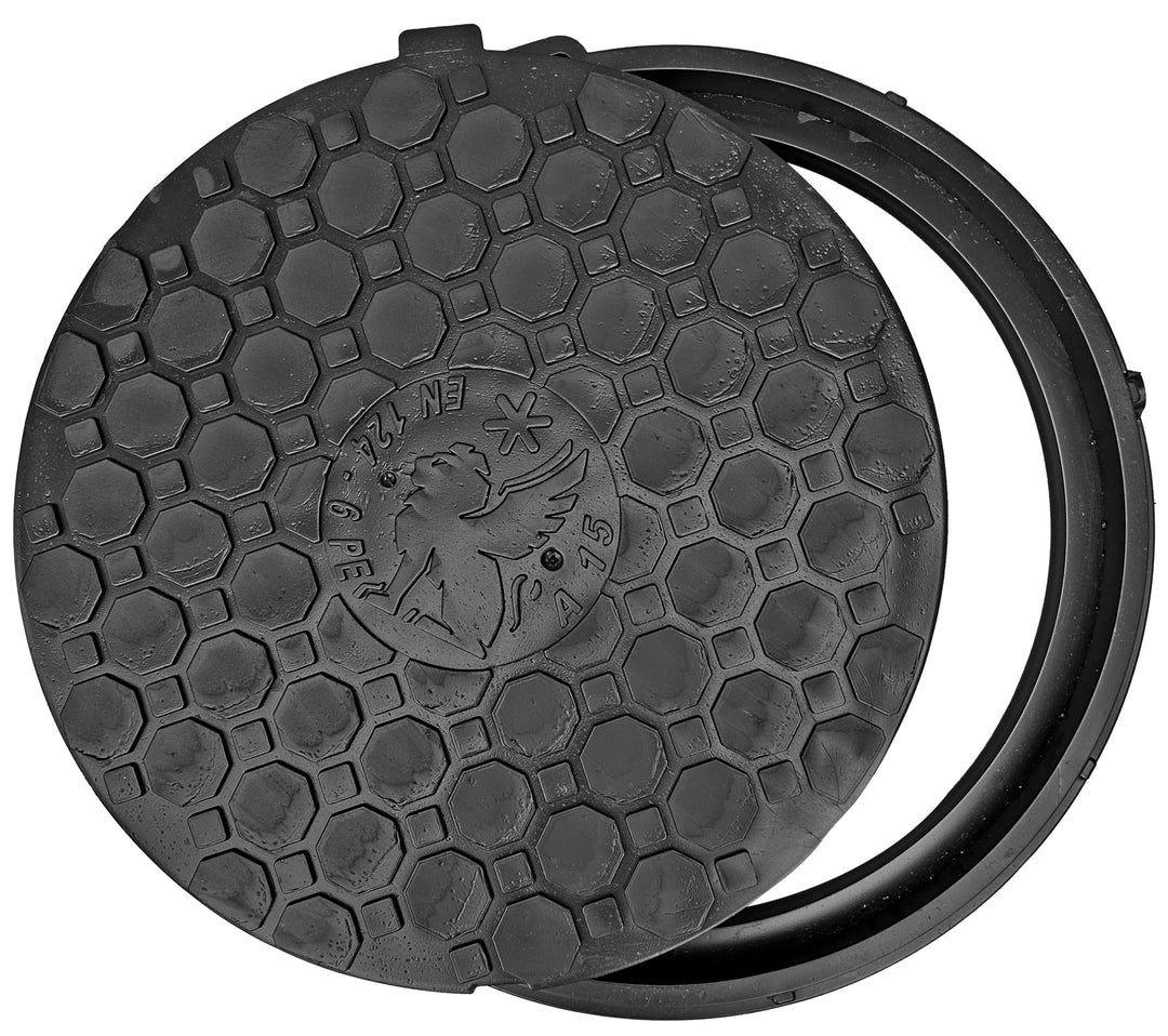 BABYLONPLAST Schachtabdeckung, Kanaldeckel Ø500 Kl.A15, Kunststoff Schachtdeckel A15, Belastbar bis