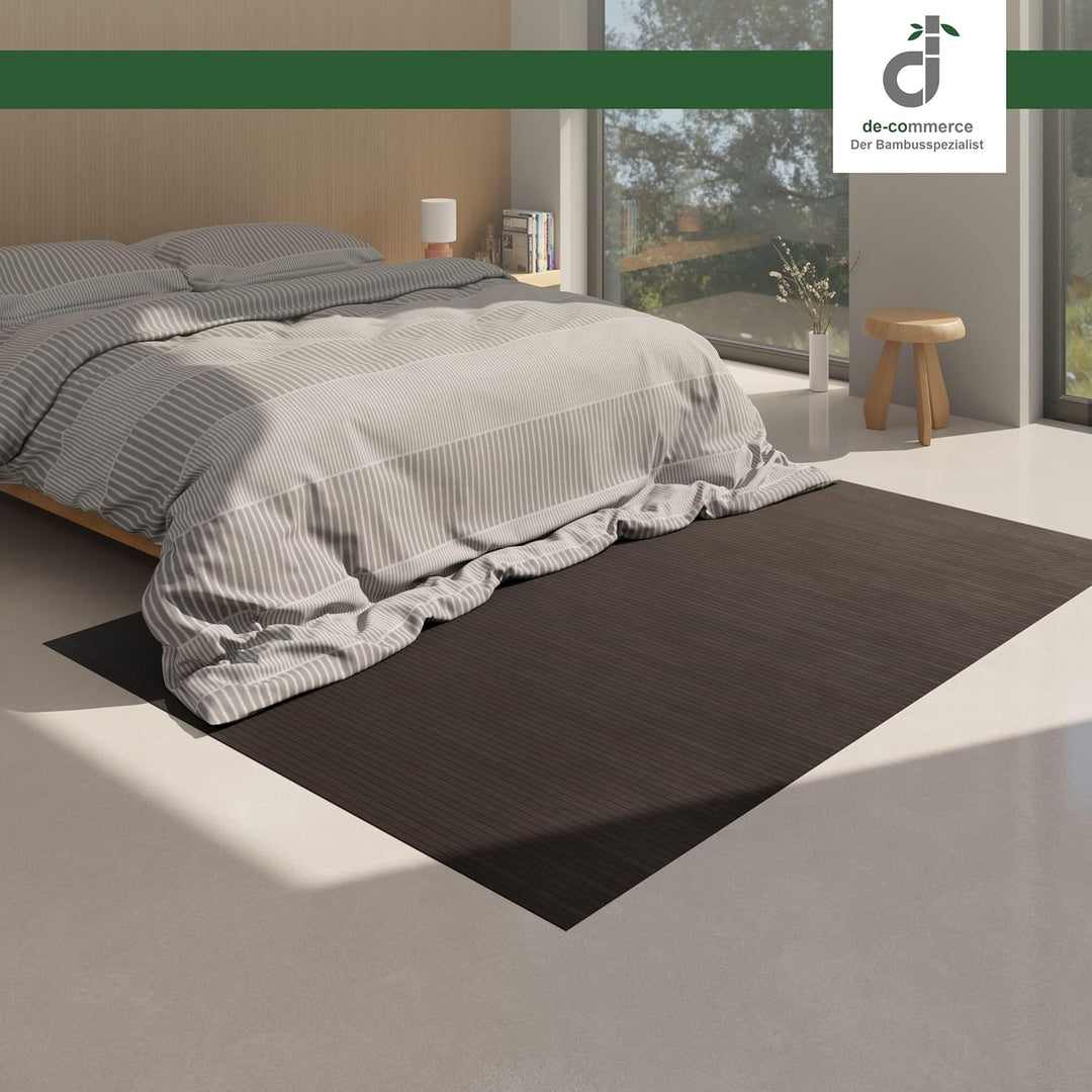 DE-COmmerce Bambusteppich MASSIVE Ebony, 50x80 cm, 17mm gehärtete Stege, Teppich ohne Bordüre, Bambu