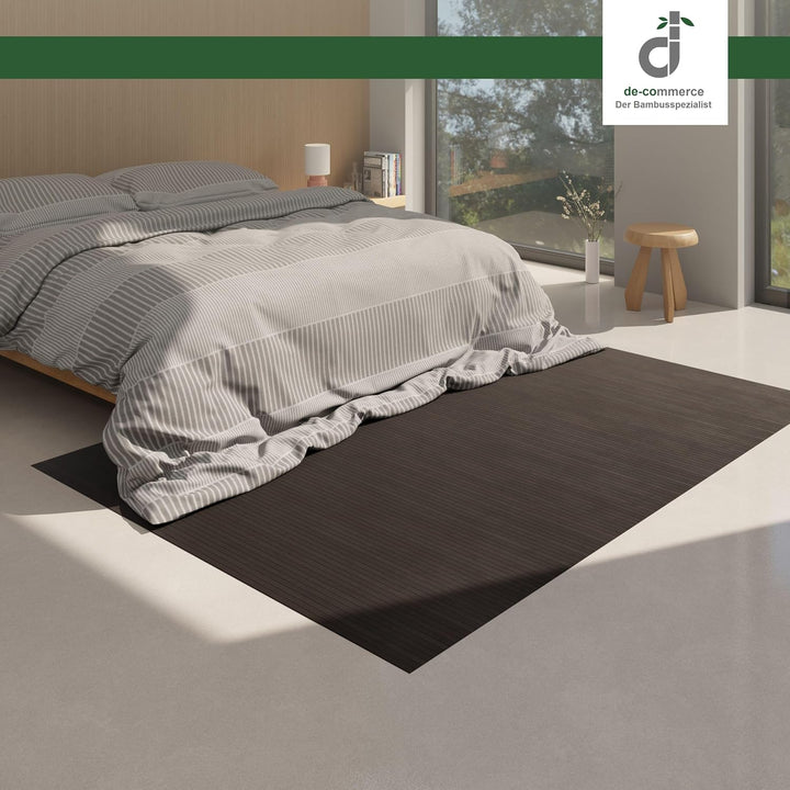 DE-COmmerce Bambusteppich MASSIVE Ebony, 50x80 cm, 17mm gehärtete Stege, Teppich ohne Bordüre, Bambu