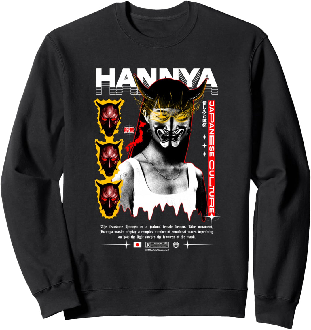 Japan Oni Hannya Demon - Sad Aesthetic Edgy Streetwear Sweatshirt