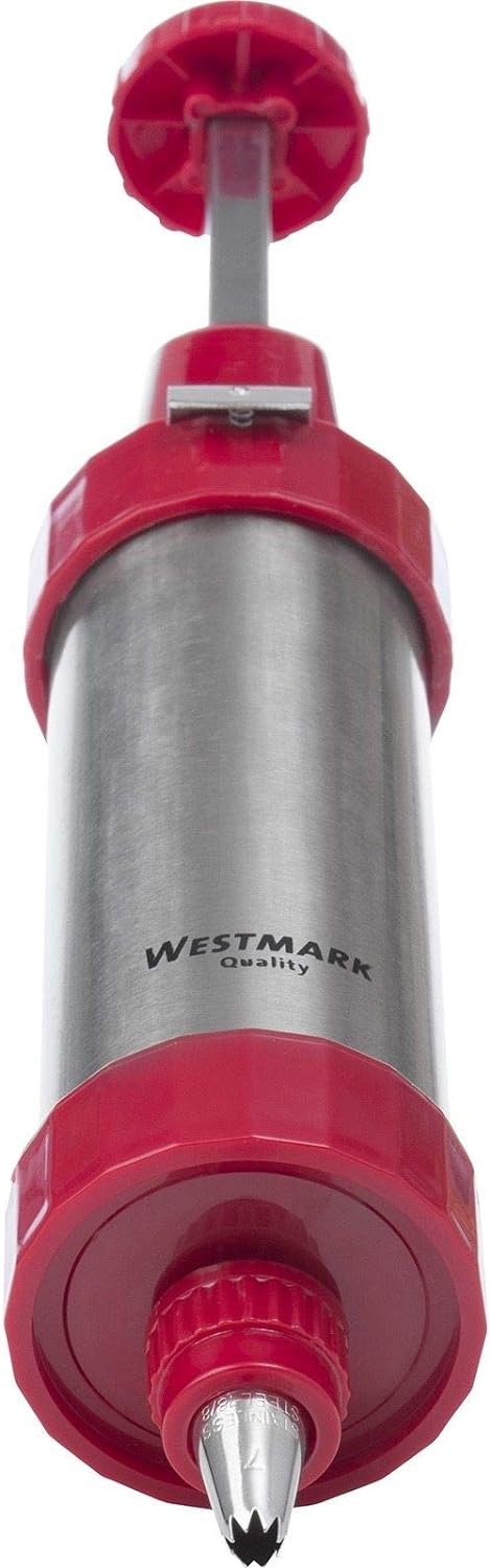 Westmark Gebäckpresse/Garnierspritze, mit 8 Formscheiben und 8 Formtüllen, Füllmenge: 250 ml, Rostfr
