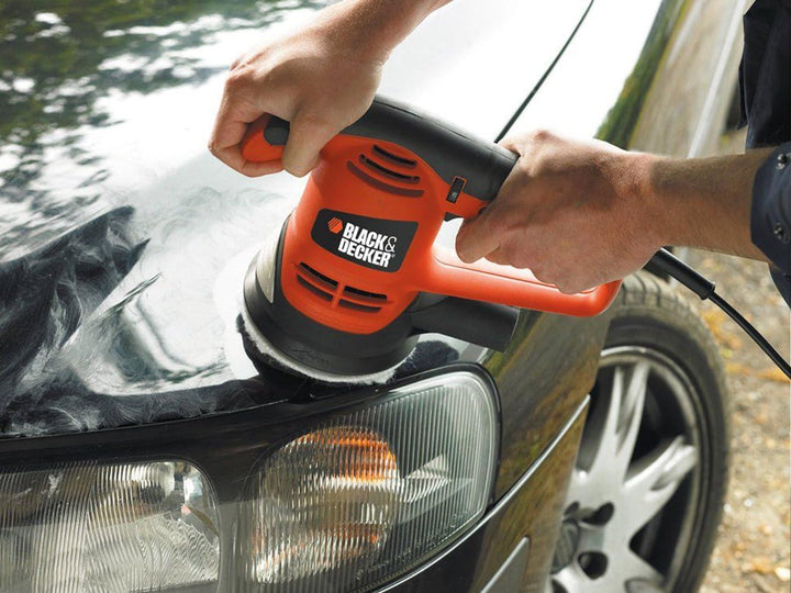 Black+Decker Exzenterschleifer (480W inklusive Staubfangsack, Klett-Fix-System, inklusive 3 Schleifs