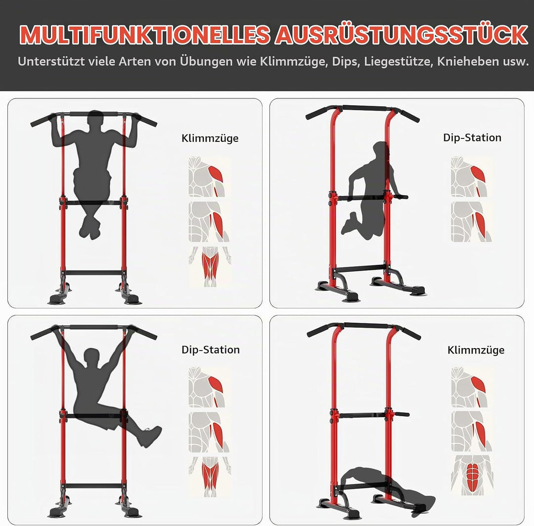 SogesHome Klimmzugstange Power Tower Übung Euipment für Zuhause Fitnessstudio Dip Station Höhenverst