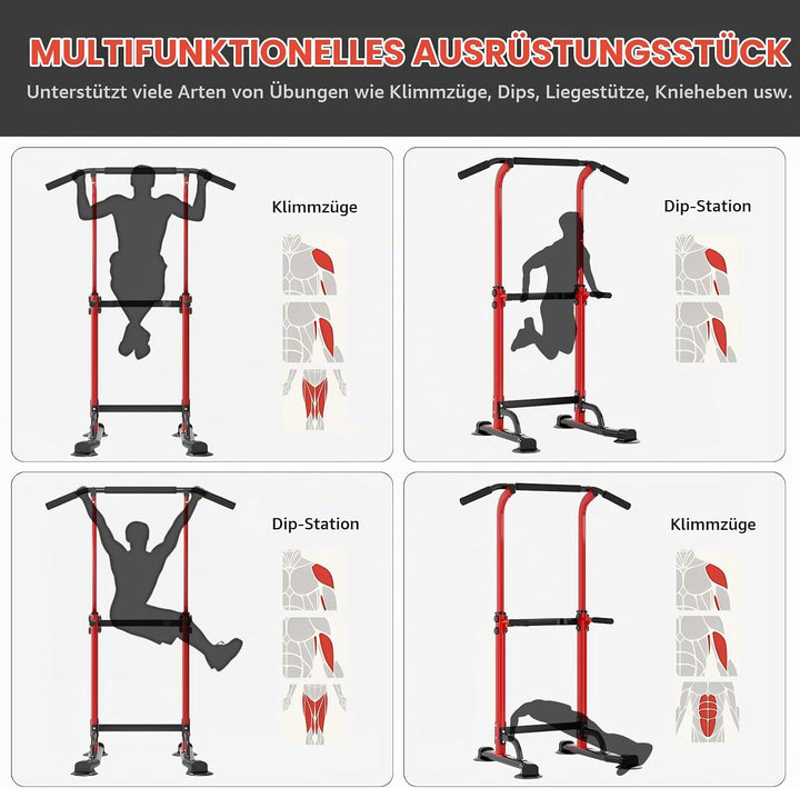 SogesHome Klimmzugstange Power Tower Übung Euipment für Zuhause Fitnessstudio Dip Station Höhenverst