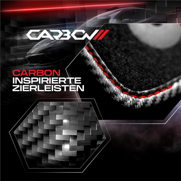 MOTOS Personalisierte Velours-Fussmatten Carbon Series passend für Volkswagen Crafter I 2006-2016 -