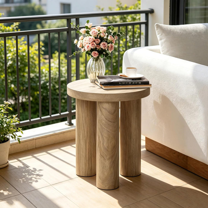 Hpmetopia Beistelltisch Holz, Kleiner Runder Tisch für Wohnzimmer, Nachttisch für kleine Räume, Mode