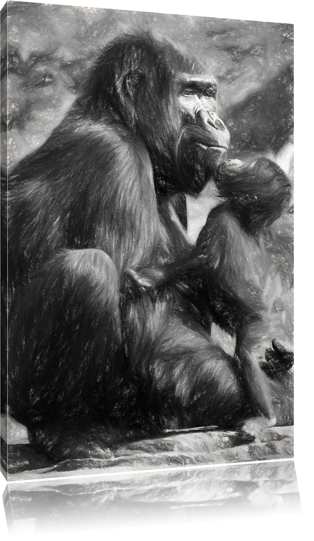 Gorilla-Baby küsst seine Mutter NewArt Format: 100x70 cm auf Leinwand, XXL riesige Bilder fertig ger