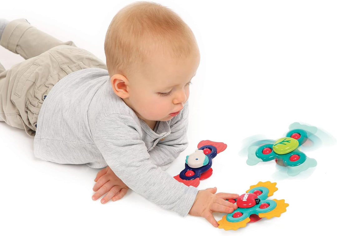 LUDI – Baby Hand Spinner – 3er Set mit Saugnäpfen – Rotierendes Spielzeug für Glatte Oberflächen – B
