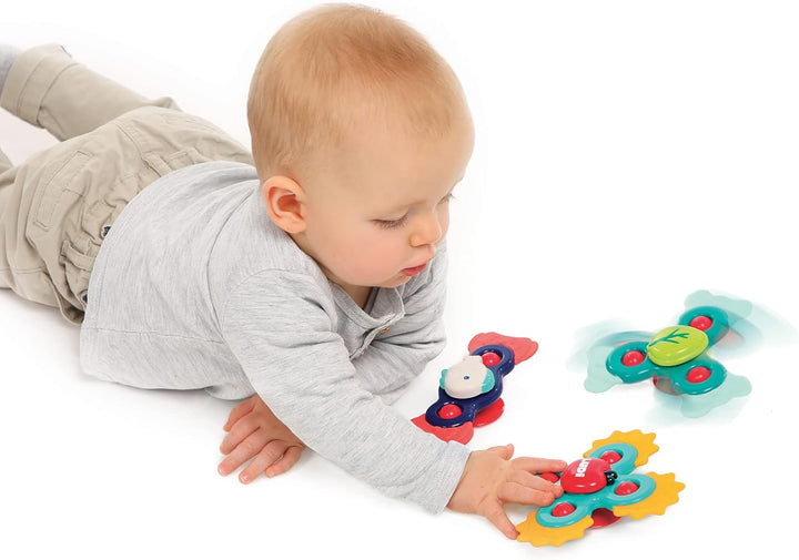 LUDI – Baby Hand Spinner – 3er Set mit Saugnäpfen – Rotierendes Spielzeug für Glatte Oberflächen – B
