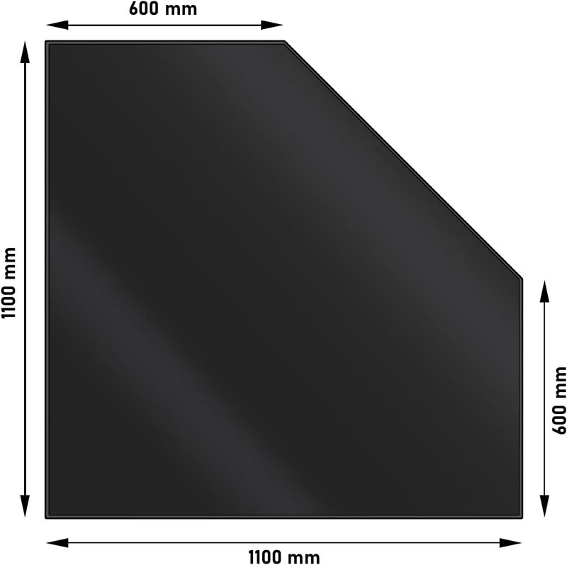 LANZZAS Bodenplatte Fünfeck - 1100 x 1100 mm - Farbe: schwarz | Funkenschutzplatte aus Metall Fünfec