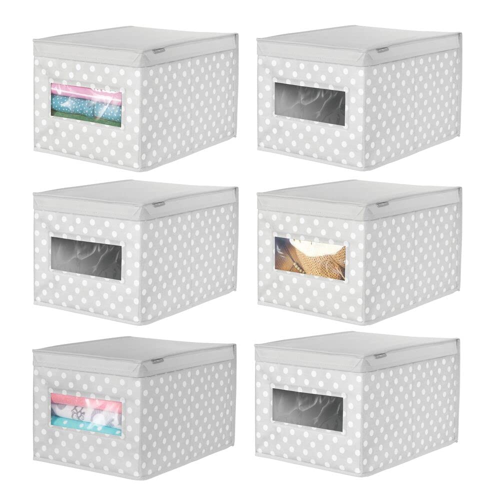 mDesign 6er-Set stapelbare Ordnungsbox – grosse Aufbewahrungsbox mit Sichtfenster für das Kinderzimm