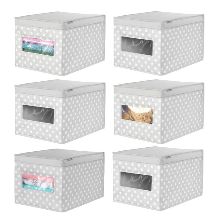 mDesign 6er-Set stapelbare Ordnungsbox – grosse Aufbewahrungsbox mit Sichtfenster für das Kinderzimm