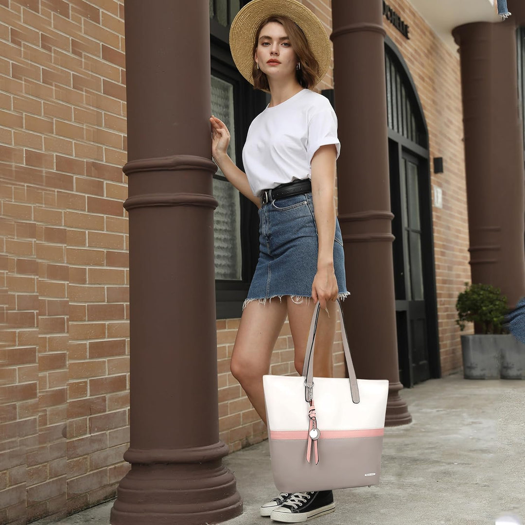 Pomelo Best Handtasche Damen Shopper Gross Damen Tasche für Büro Schule Einkauf Grau, Grau