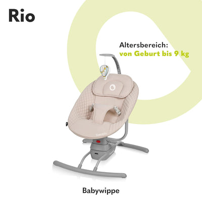 LIONELO RIO Elektrische Babywippe für Kleinkinder bis zu 9 kg Verstellbare Rückenlehne, 3 Wiegegesch