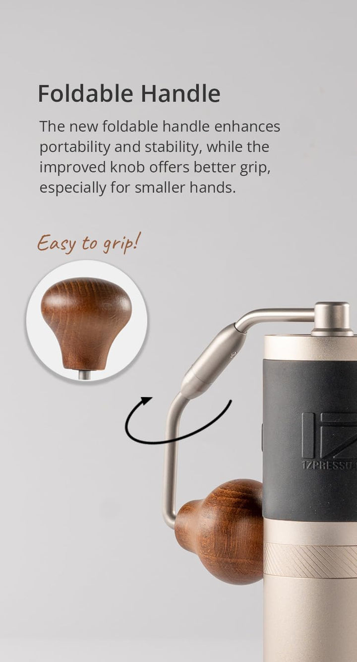 1Zpresso J Hand-Kaffeemühle Silber, Fassungsvermögen 35 g mit Edelstahl-Kegelmahlwerk und numerische