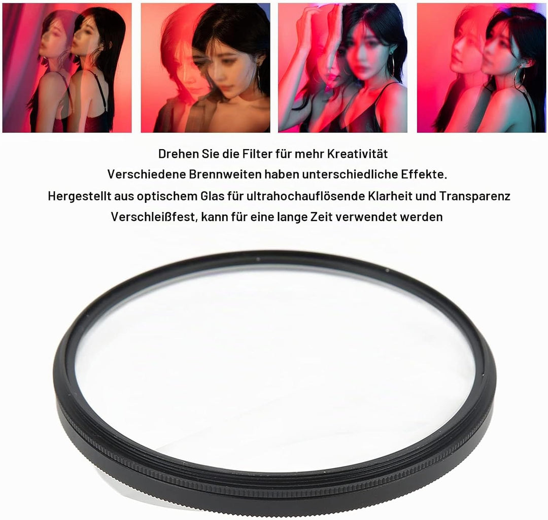 Zunate Doppelseitiger Spezialeffektfilter, 77 mm Fraktal Fotografie Prismenkamerafilter, mit Geister