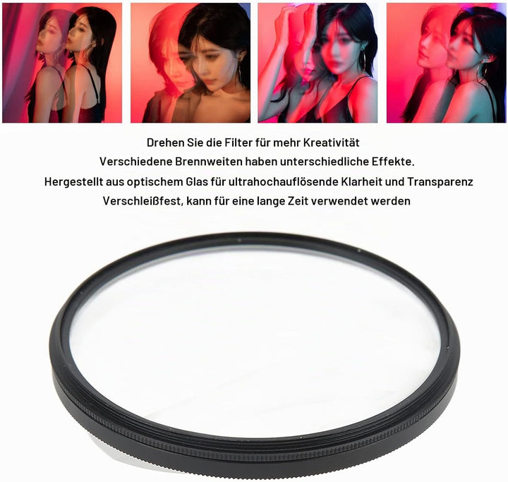 Zunate Doppelseitiger Spezialeffektfilter, 77 mm Fraktal Fotografie Prismenkamerafilter, mit Geister