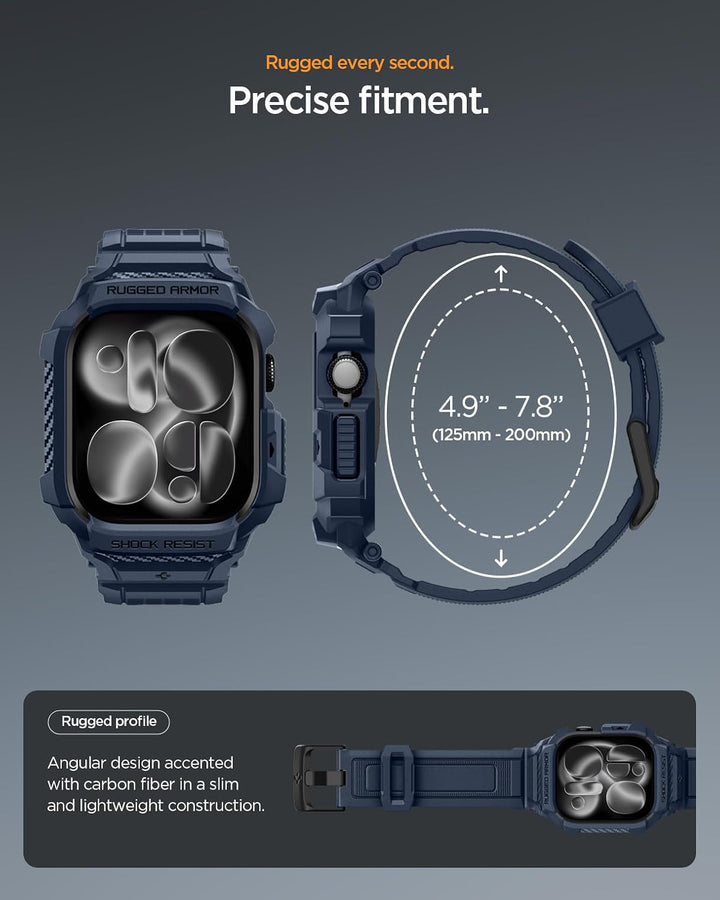 Spigen Rugged Armor Pro 2 Hülle mit Armband Kompatibel mit Apple Watch 11/10 42mm (2025/2024) - Mari