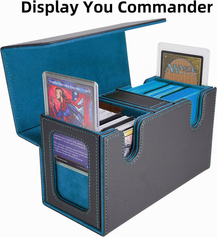 AFIING MTG Commander Kartenbox, 3-in-1 Karten-Aufbewahrungsbox für 200+ doppelt gesleevte Karten, Ma