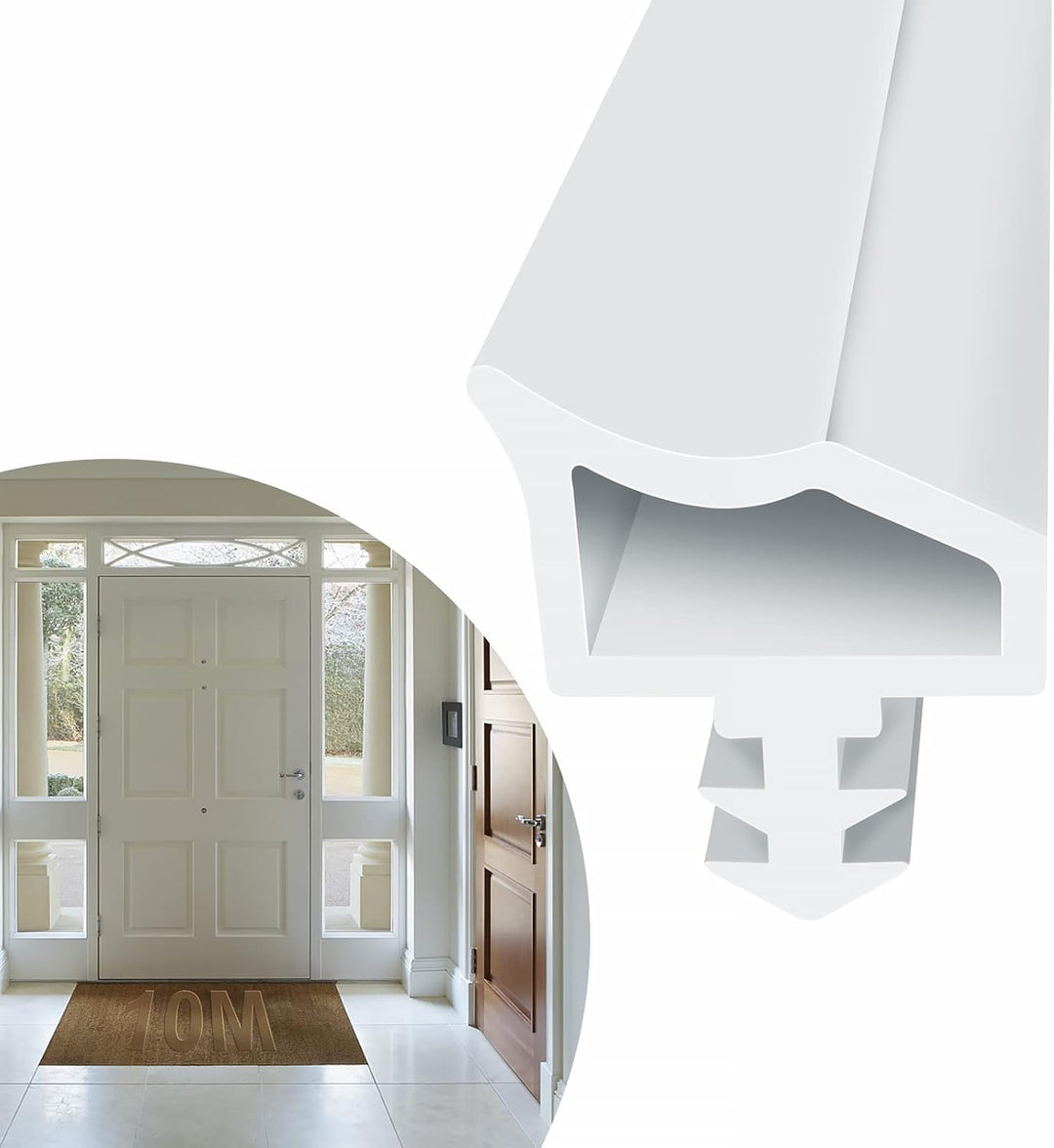 EFUTURETIME Türdichtung Weiss【10m】-Zimmertürdichtung perfekt für Holztüren zur Schalldämmung und Kol