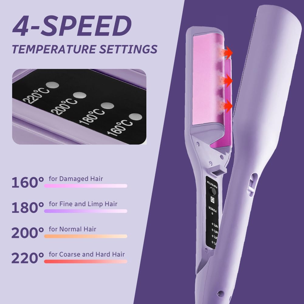 flintronic Welleneisen Lockenstabs Set, Lockenstab Grosse Locken 32mm, 4 Temperaturstufen, Französis