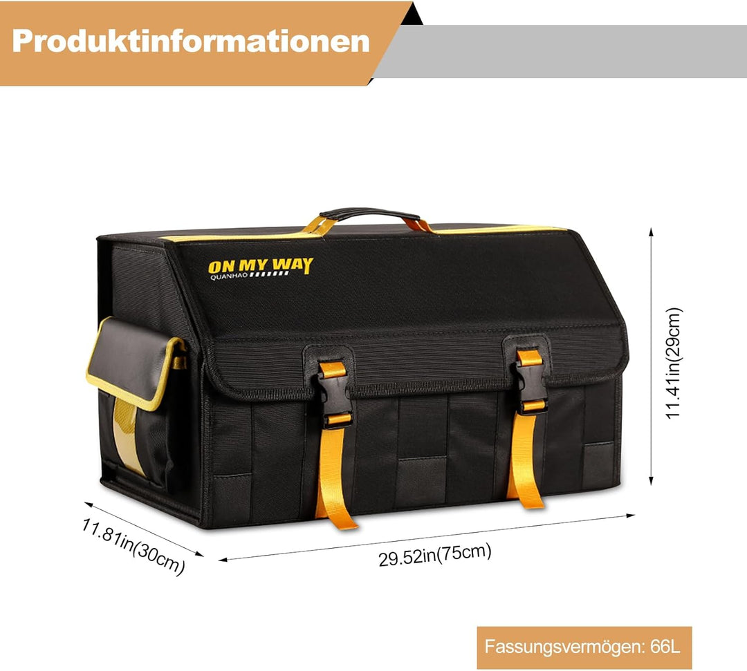 Ergocar Faltbar Kofferraum Organizer, 600D Oxford-Stoff Wasserdicht Rutschfest Kofferraumtasche, Aut