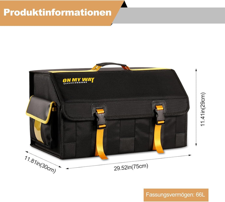 Ergocar Faltbar Kofferraum Organizer, 600D Oxford-Stoff Wasserdicht Rutschfest Kofferraumtasche, Aut